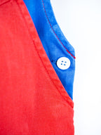Vintage Red & Blue Colour Block Dungaree Shorties - Age 9 months