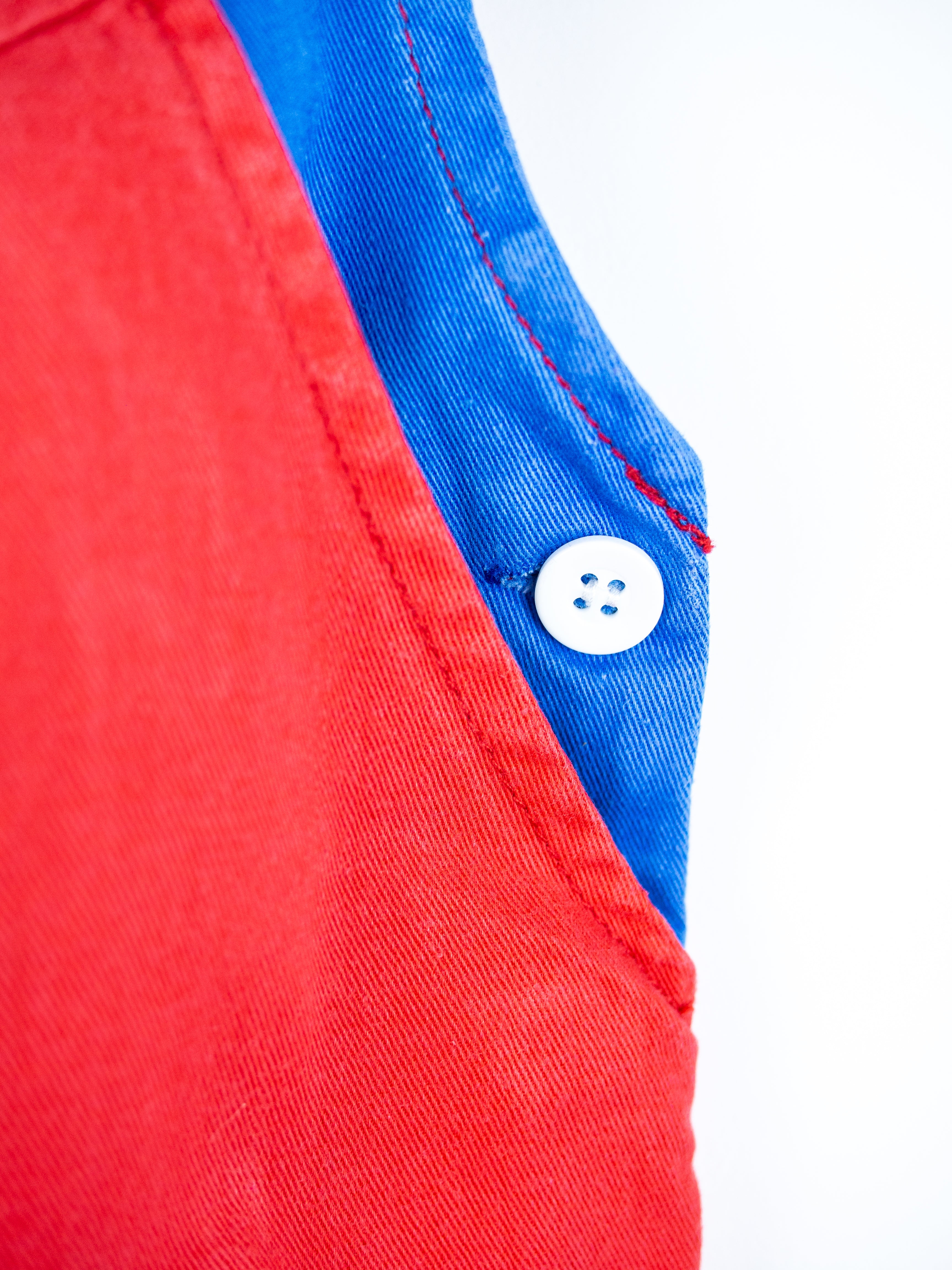 Vintage Red & Blue Colour Block Dungaree Shorties - Age 9 months