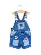 Vintage Baseball Denim Dungaree Shorties - Age 24 months