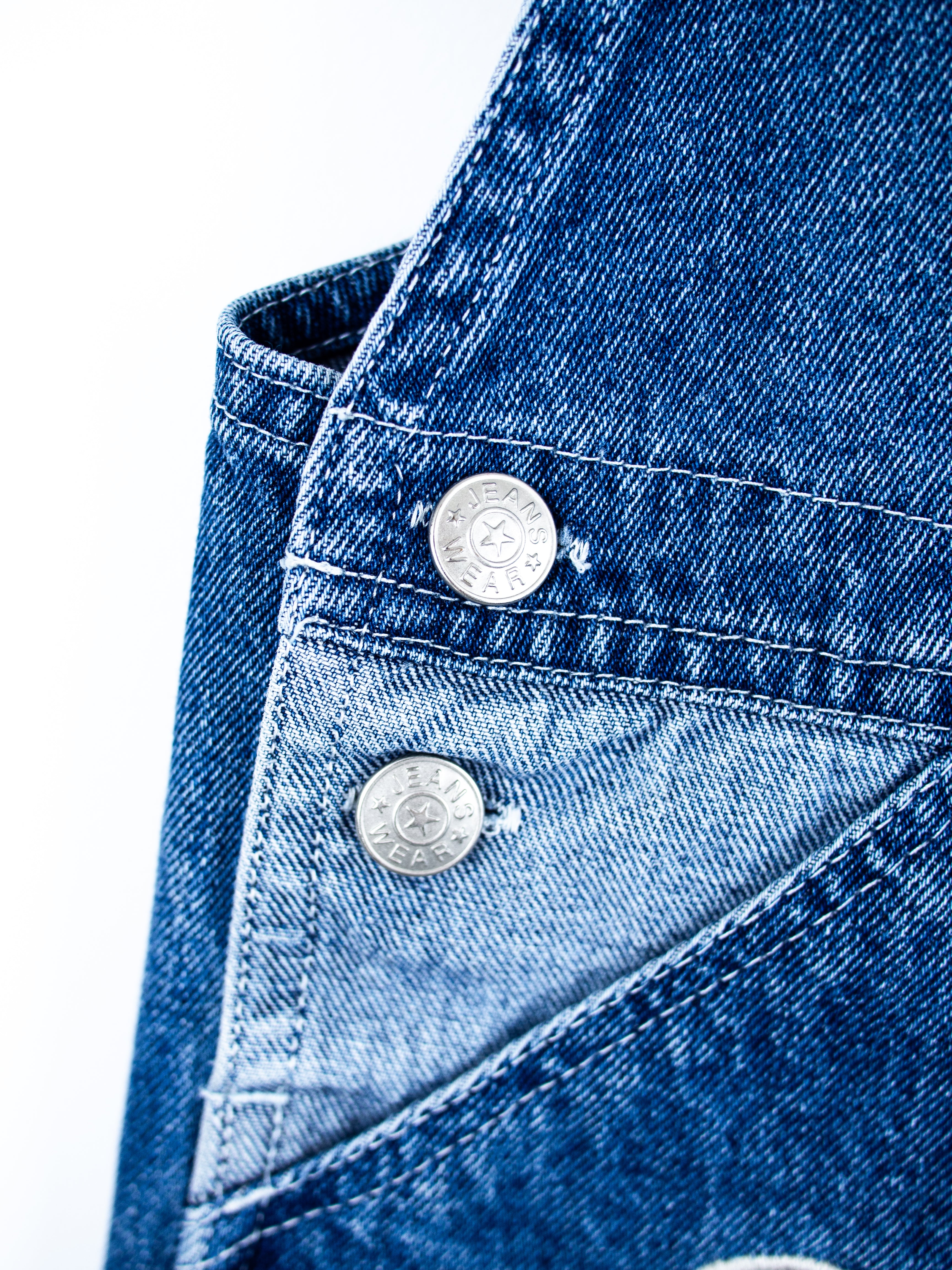 Vintage Baseball Denim Dungaree Shorties - Age 24 months