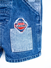 Load image into Gallery viewer, Vintage Baseball Denim Dungaree Shorties - Age 24 months
