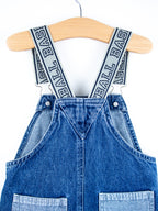 Vintage Baseball Denim Dungaree Shorties - Age 24 months