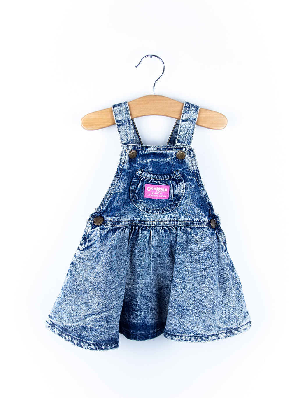 Osh Kosh Acid Wash Denim Dungaree Dress - Age 9-12 months