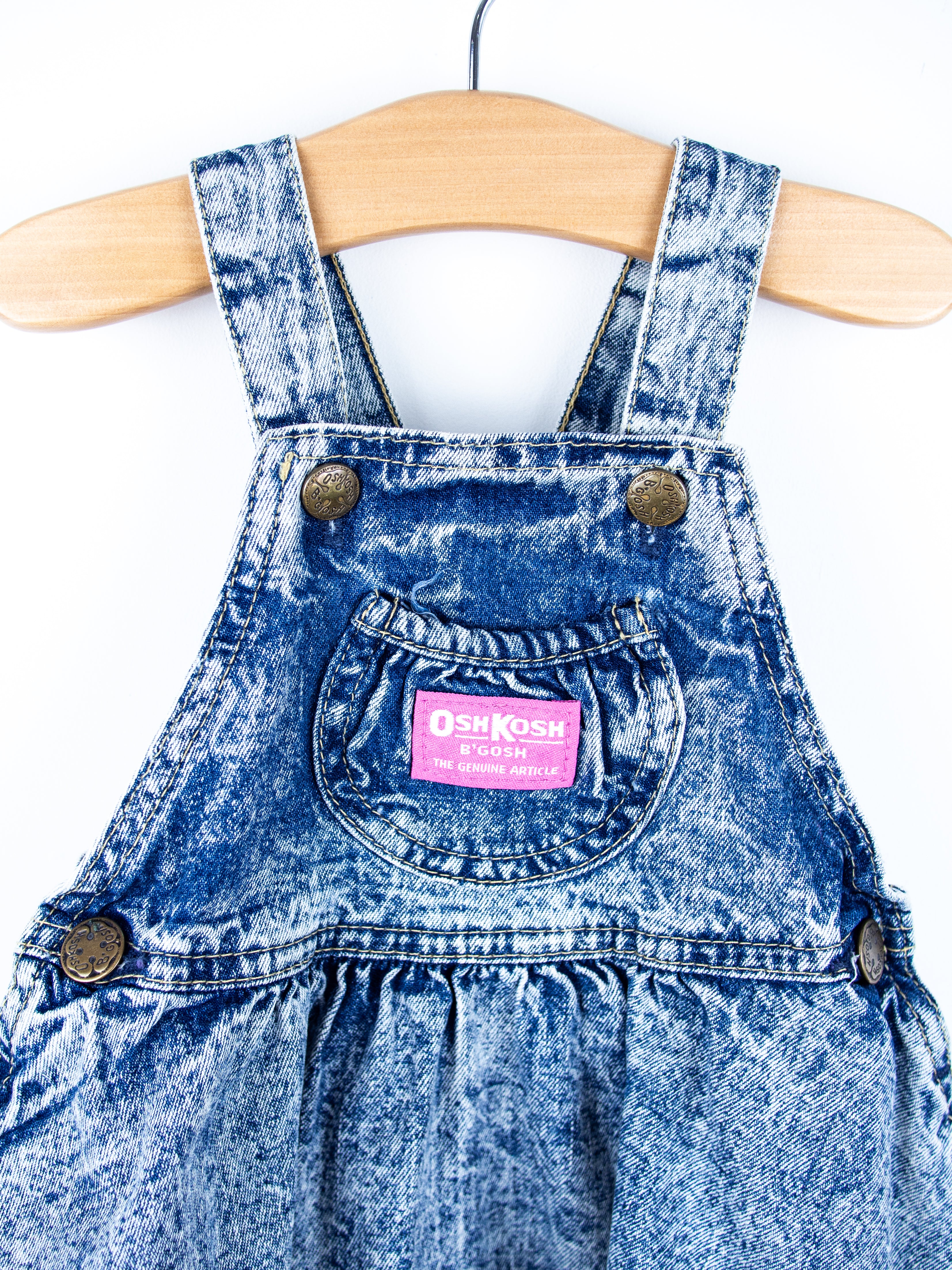 Osh Kosh Acid Wash Denim Dungaree Dress - Age 9-12 months
