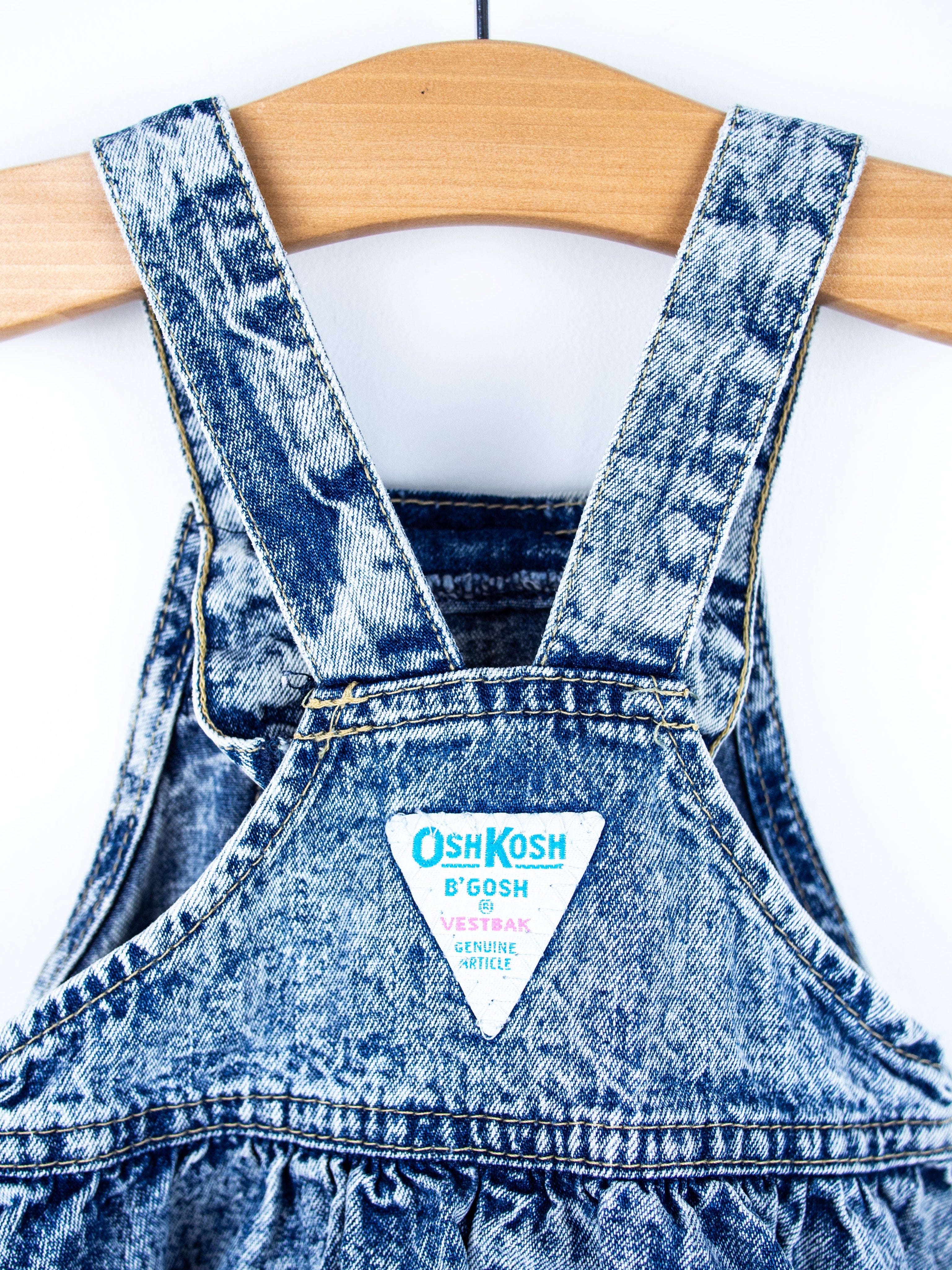 Osh Kosh Acid Wash Denim Dungaree Dress - Age 9-12 months