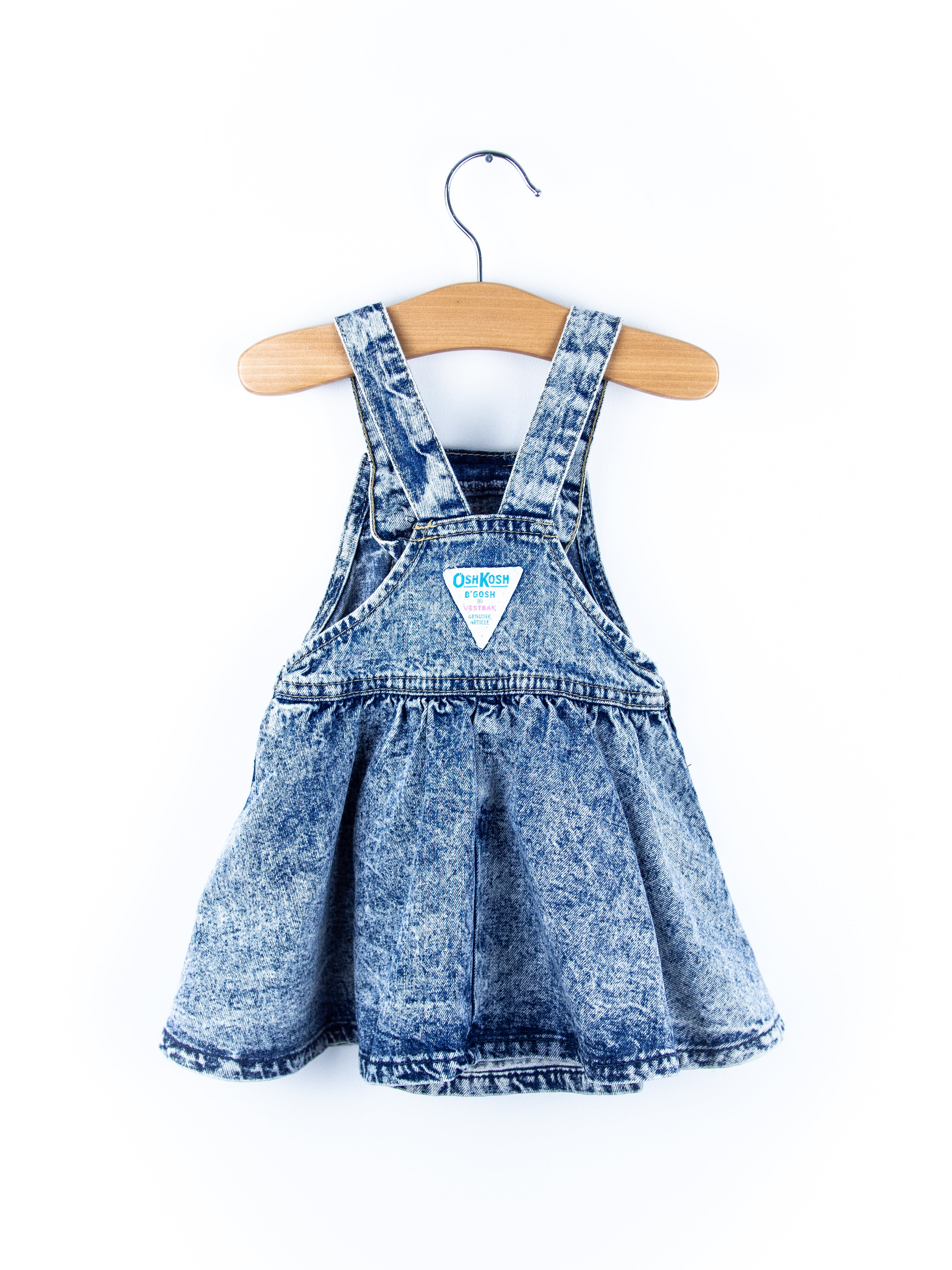 Osh Kosh Acid Wash Denim Dungaree Dress - Age 9-12 months