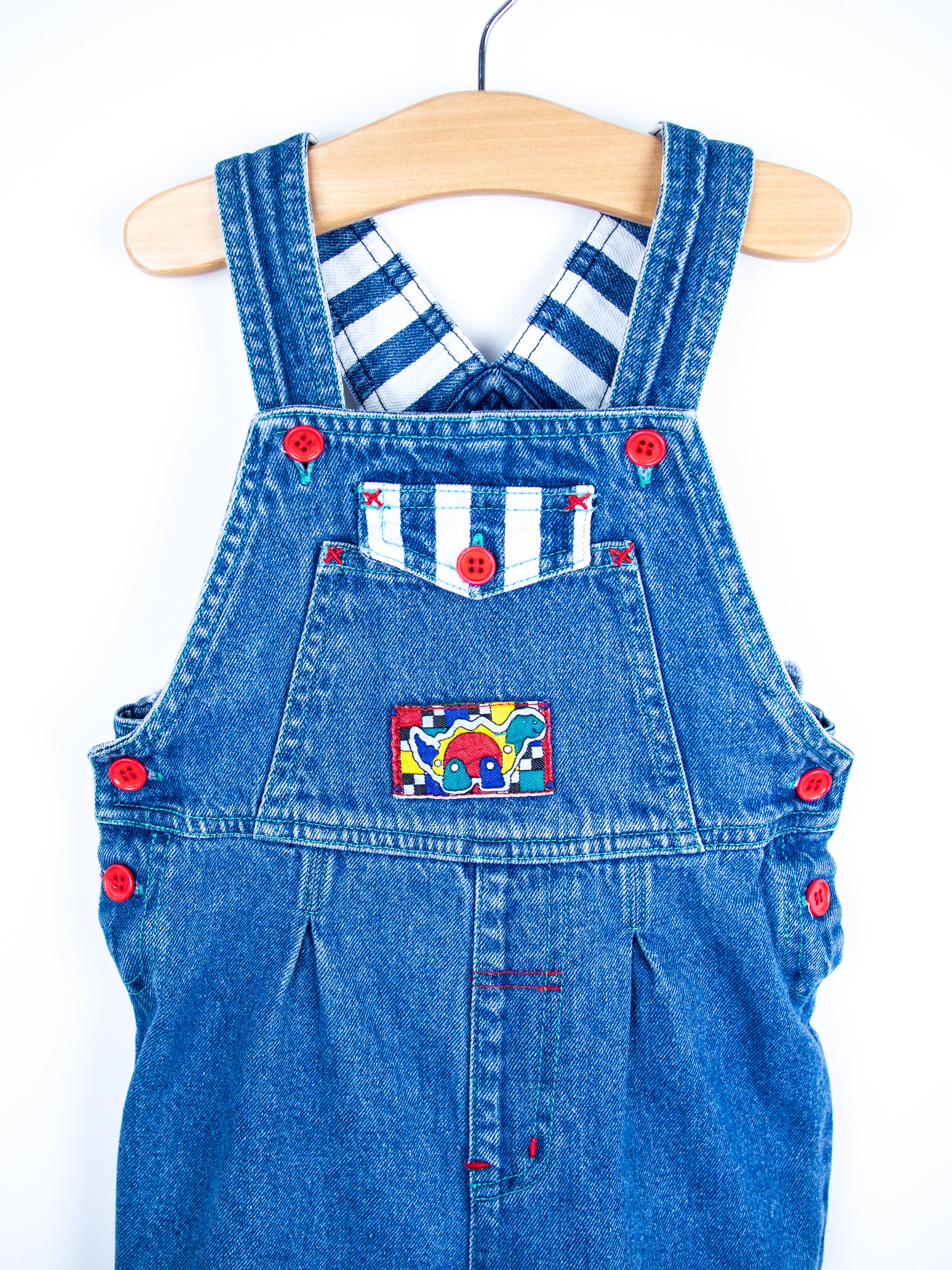 Vintage Denim & Stripe Dungarees - Age 18 months