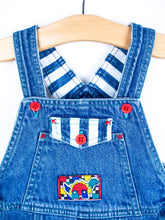 Load image into Gallery viewer, Vintage Denim &amp; Stripe Dungarees - Age 18 months
