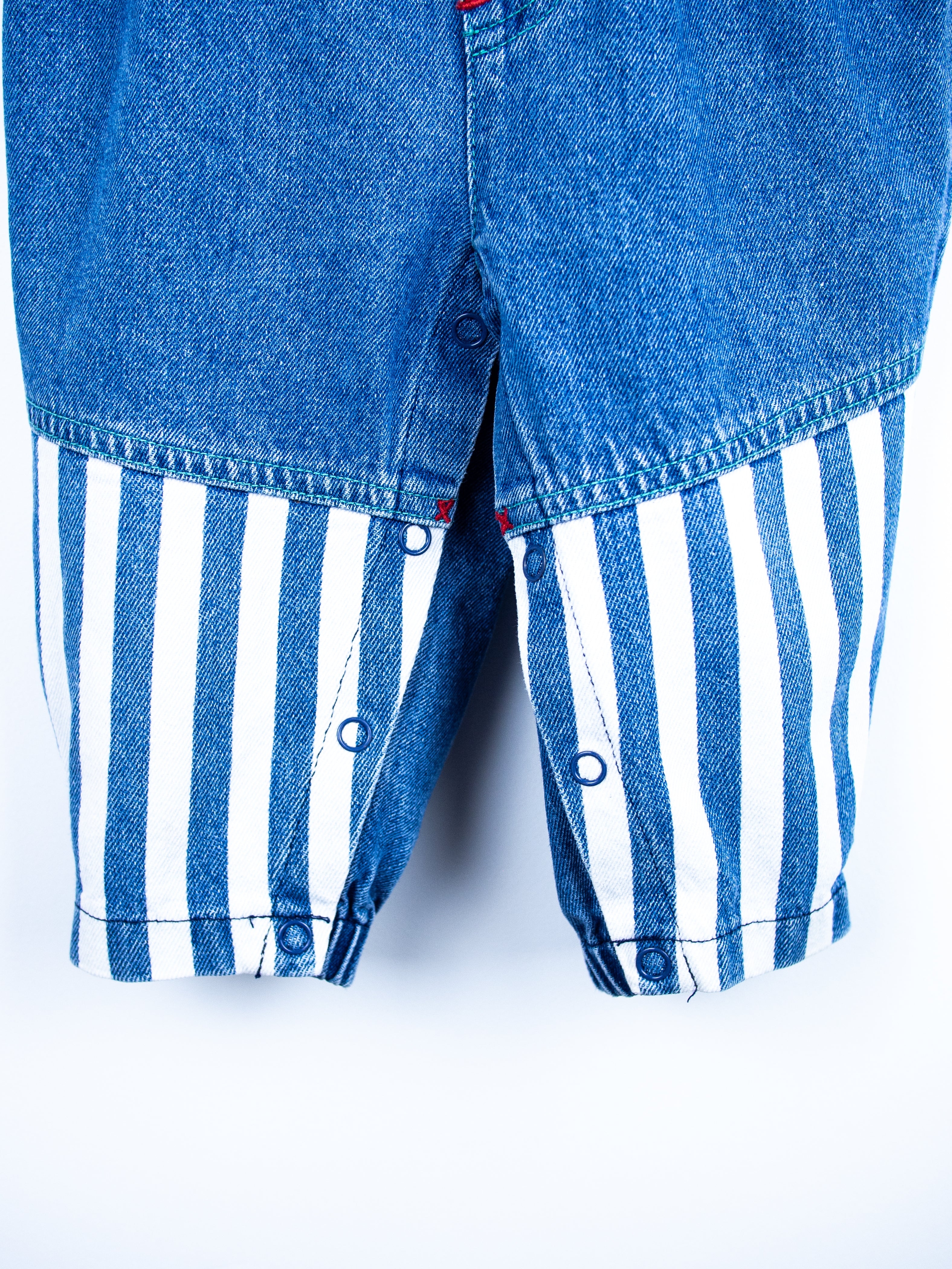 Vintage Denim & Stripe Dungarees - Age 18 months