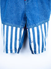 Load image into Gallery viewer, Vintage Denim &amp; Stripe Dungarees - Age 18 months
