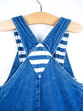 Load image into Gallery viewer, Vintage Denim &amp; Stripe Dungarees - Age 18 months
