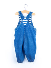 Load image into Gallery viewer, Vintage Denim &amp; Stripe Dungarees - Age 18 months
