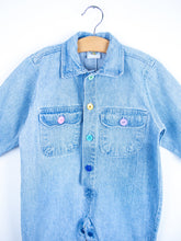 Load image into Gallery viewer, Vintage Denim Boiler Suit with Pastel Buttons - Age 18-24 months
