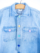 Load image into Gallery viewer, Vintage Denim Boiler Suit with Pastel Buttons - Age 18-24 months
