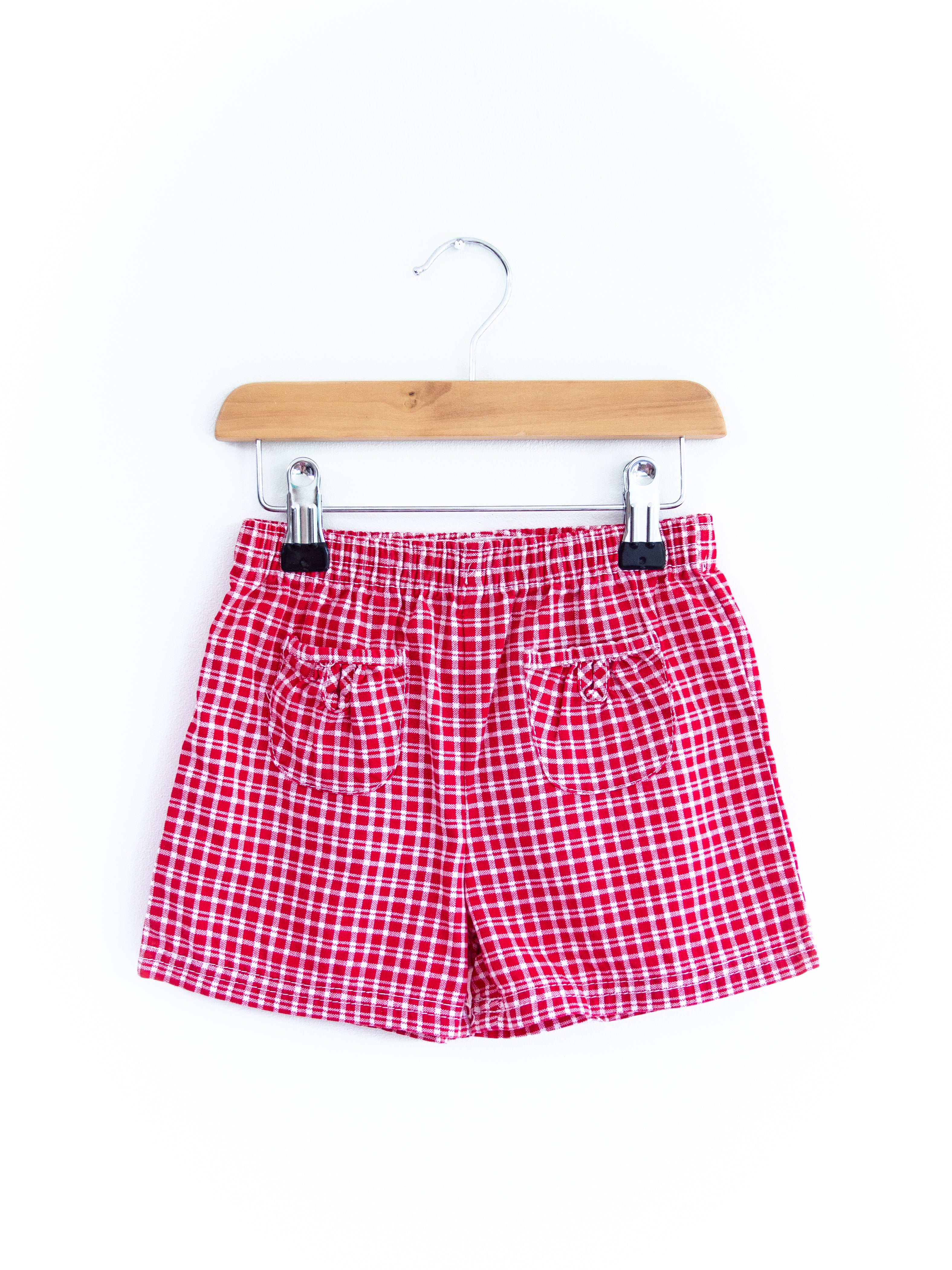Vintage Red Gingham Check Shorts - Age 2T