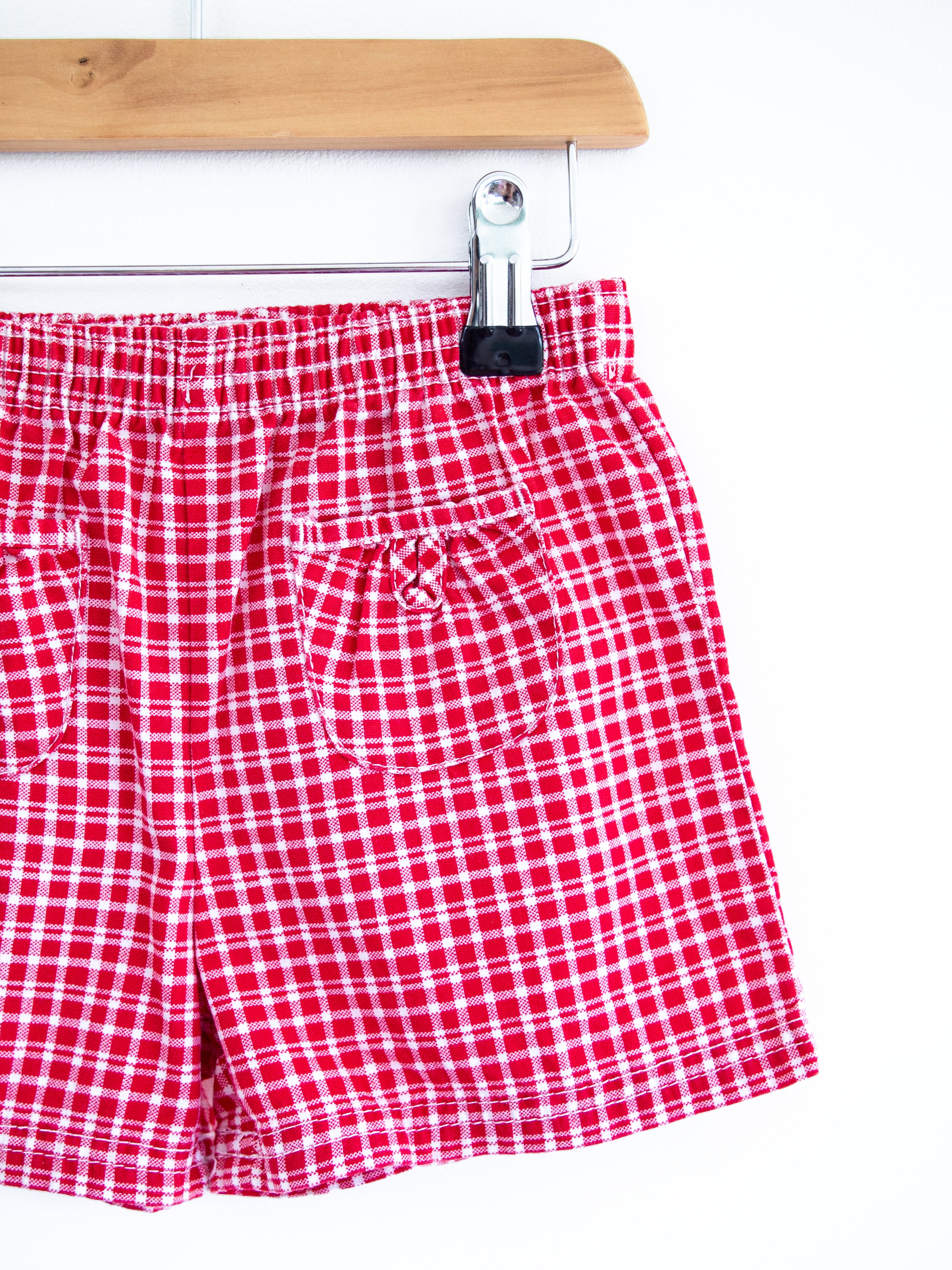Vintage Red Gingham Check Shorts - Age 2T