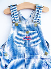 Load image into Gallery viewer, Liberty Vintage Stripe Denim Dungaree Shorties - Age 18 months - READ DESCRIPTION
