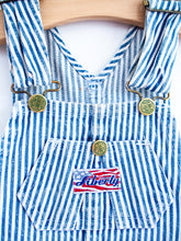 Load image into Gallery viewer, Liberty Vintage Stripe Denim Dungaree Shorties - Age 18 months - READ DESCRIPTION

