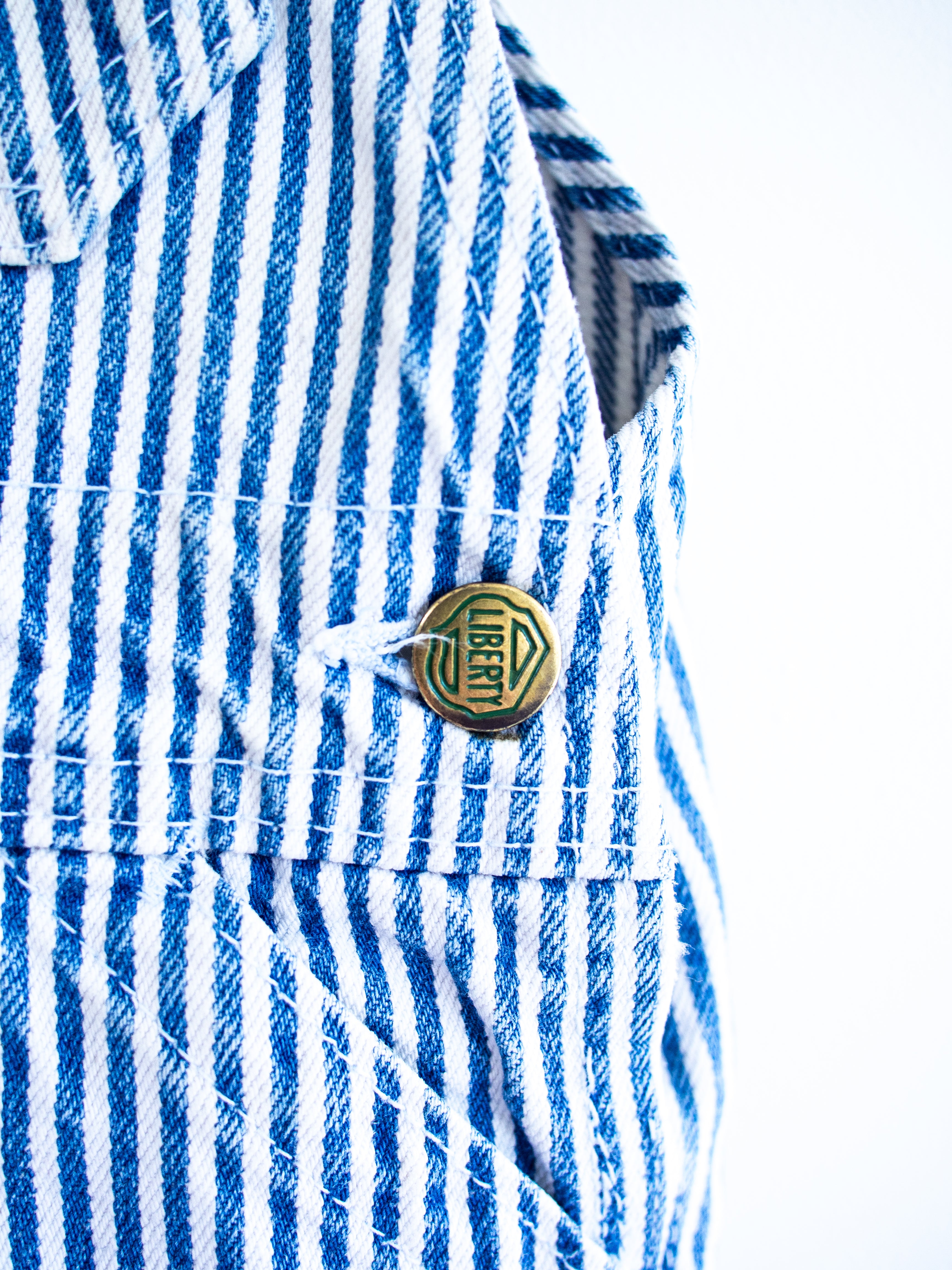 Liberty Vintage Stripe Denim Dungaree Shorties - Age 18 months - READ DESCRIPTION