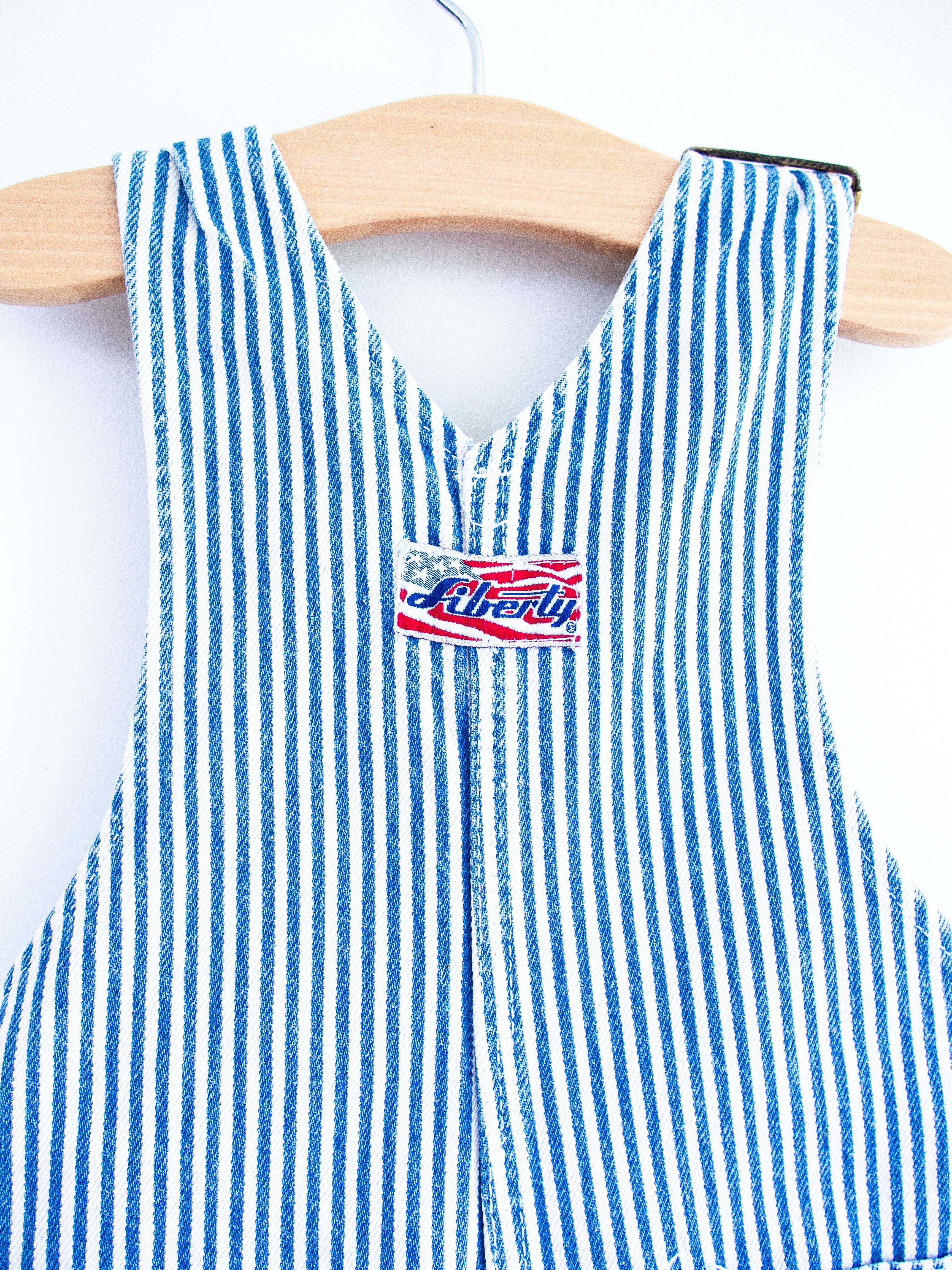Liberty Vintage Stripe Denim Dungaree Shorties - Age 18 months - READ DESCRIPTION