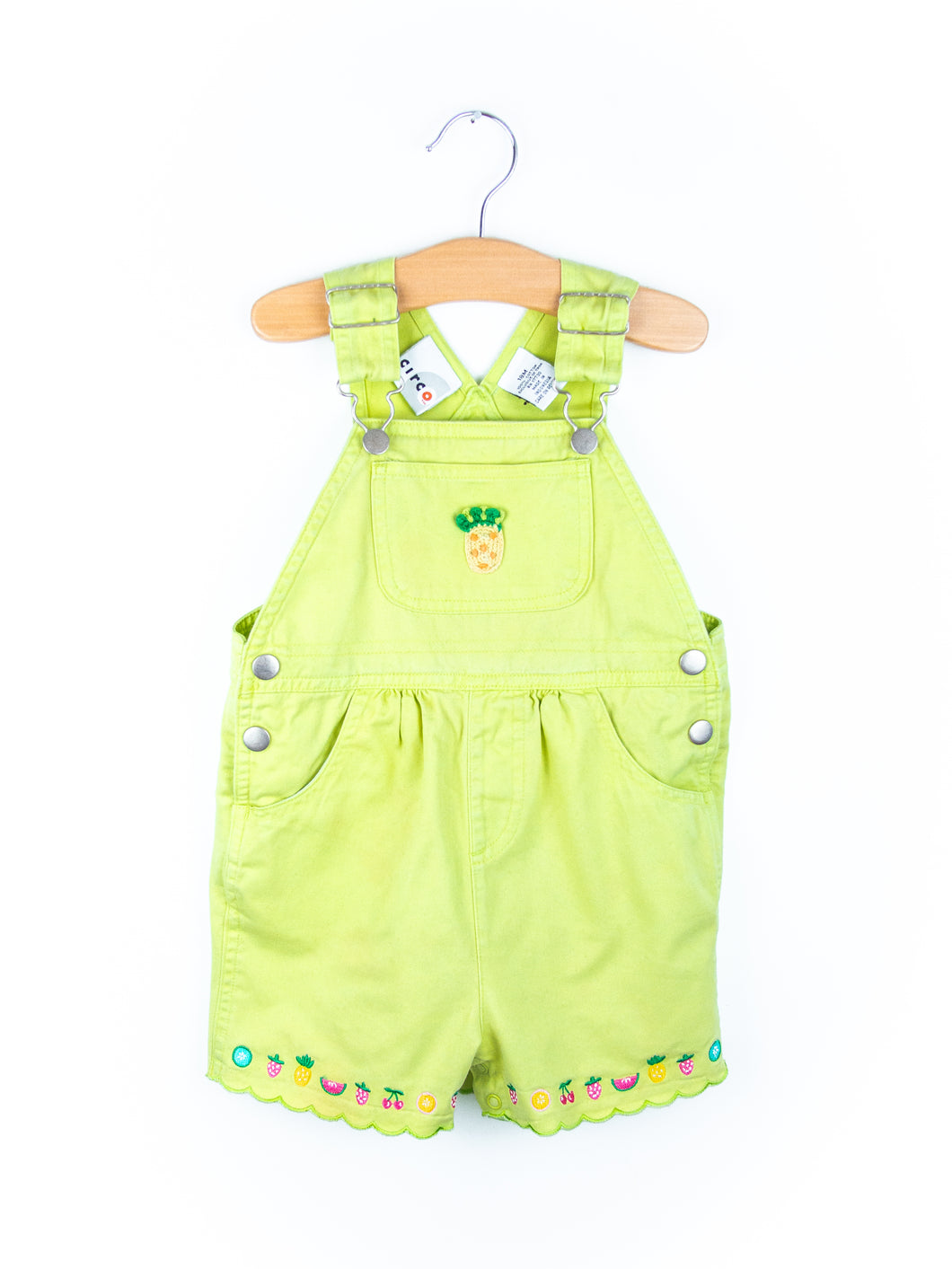 Vintage Fruity Lime Denim Dungaree Shorties - Age 18 months