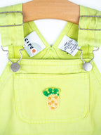 Vintage Fruity Lime Denim Dungaree Shorties - Age 18 months