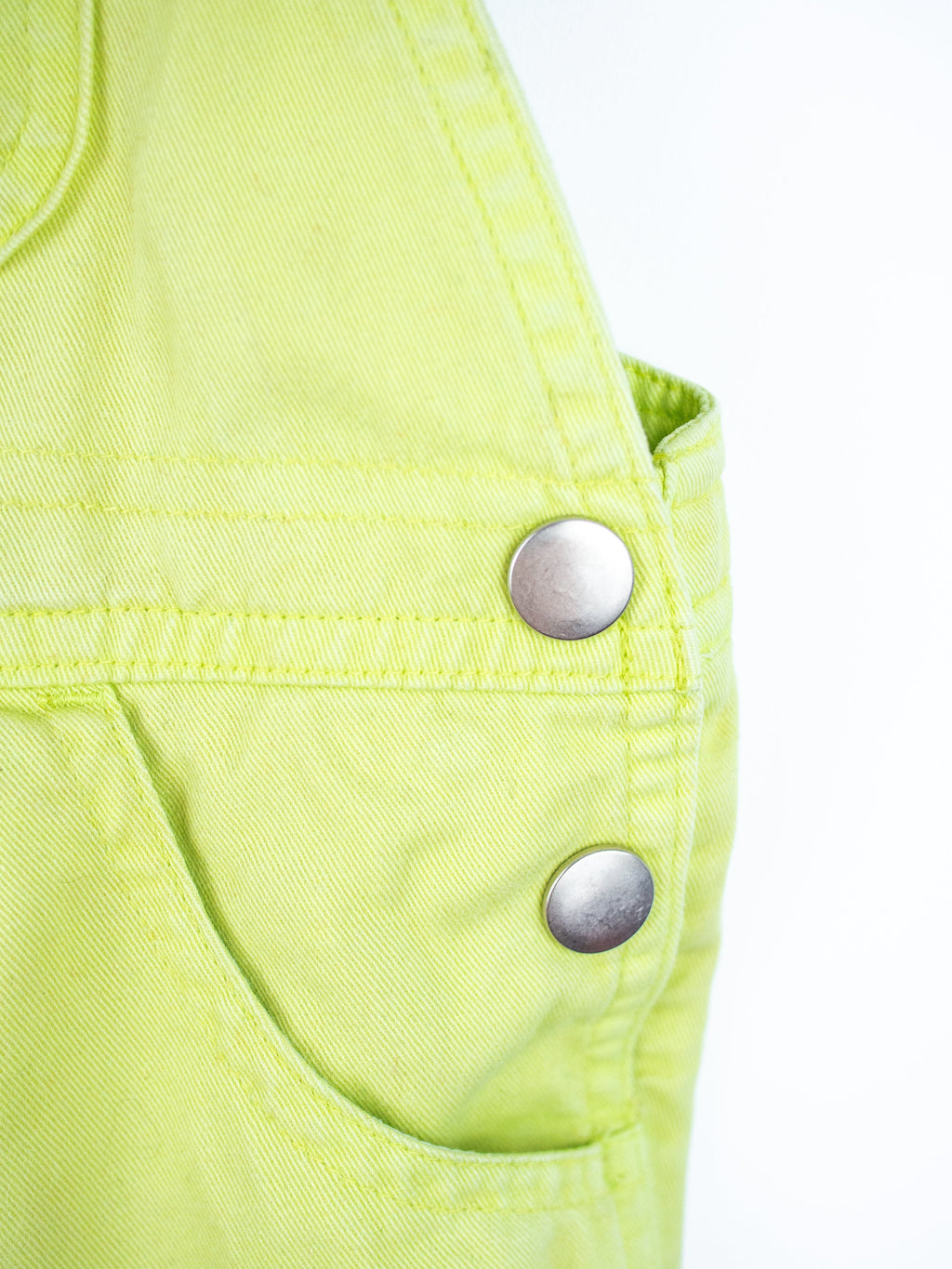 Vintage Fruity Lime Denim Dungaree Shorties - Age 18 months