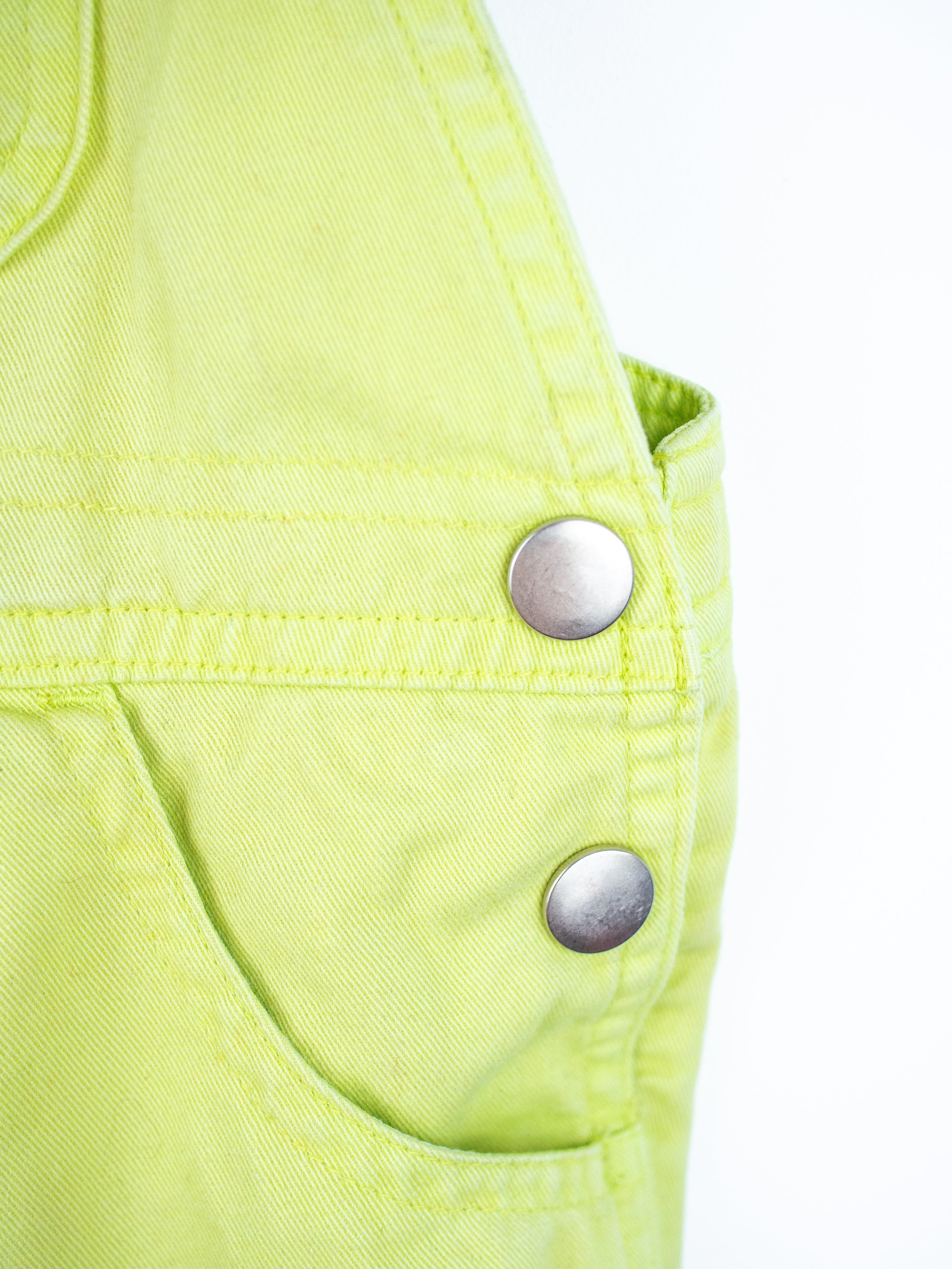 Vintage Fruity Lime Denim Dungaree Shorties - Age 18 months