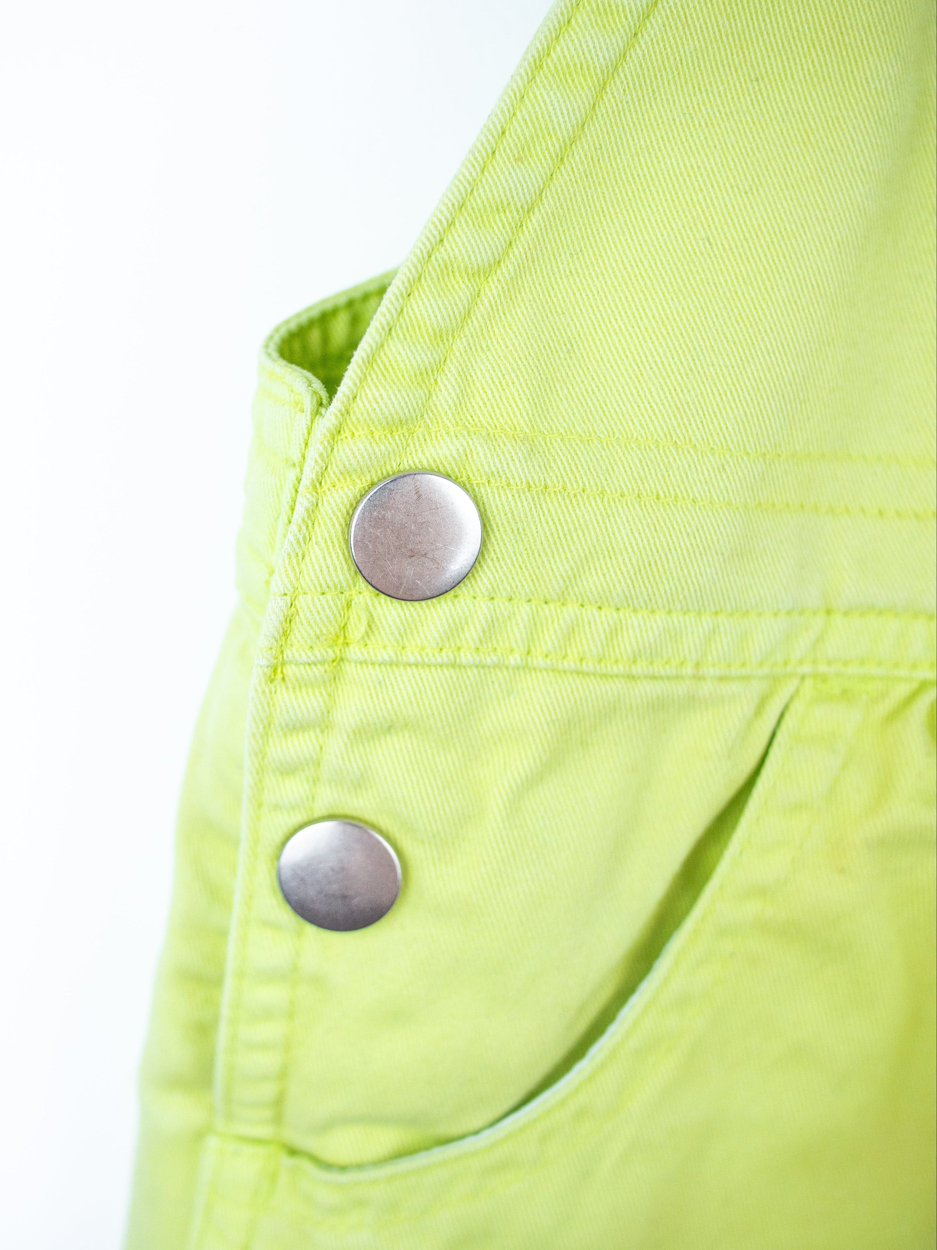 Vintage Fruity Lime Denim Dungaree Shorties - Age 18 months