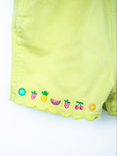 Load image into Gallery viewer, Vintage Fruity Lime Denim Dungaree Shorties - Age 18 months
