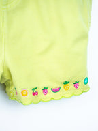 Vintage Fruity Lime Denim Dungaree Shorties - Age 18 months
