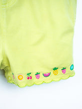 Load image into Gallery viewer, Vintage Fruity Lime Denim Dungaree Shorties - Age 18 months
