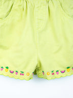 Vintage Fruity Lime Denim Dungaree Shorties - Age 18 months