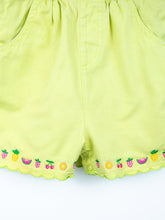 Load image into Gallery viewer, Vintage Fruity Lime Denim Dungaree Shorties - Age 18 months
