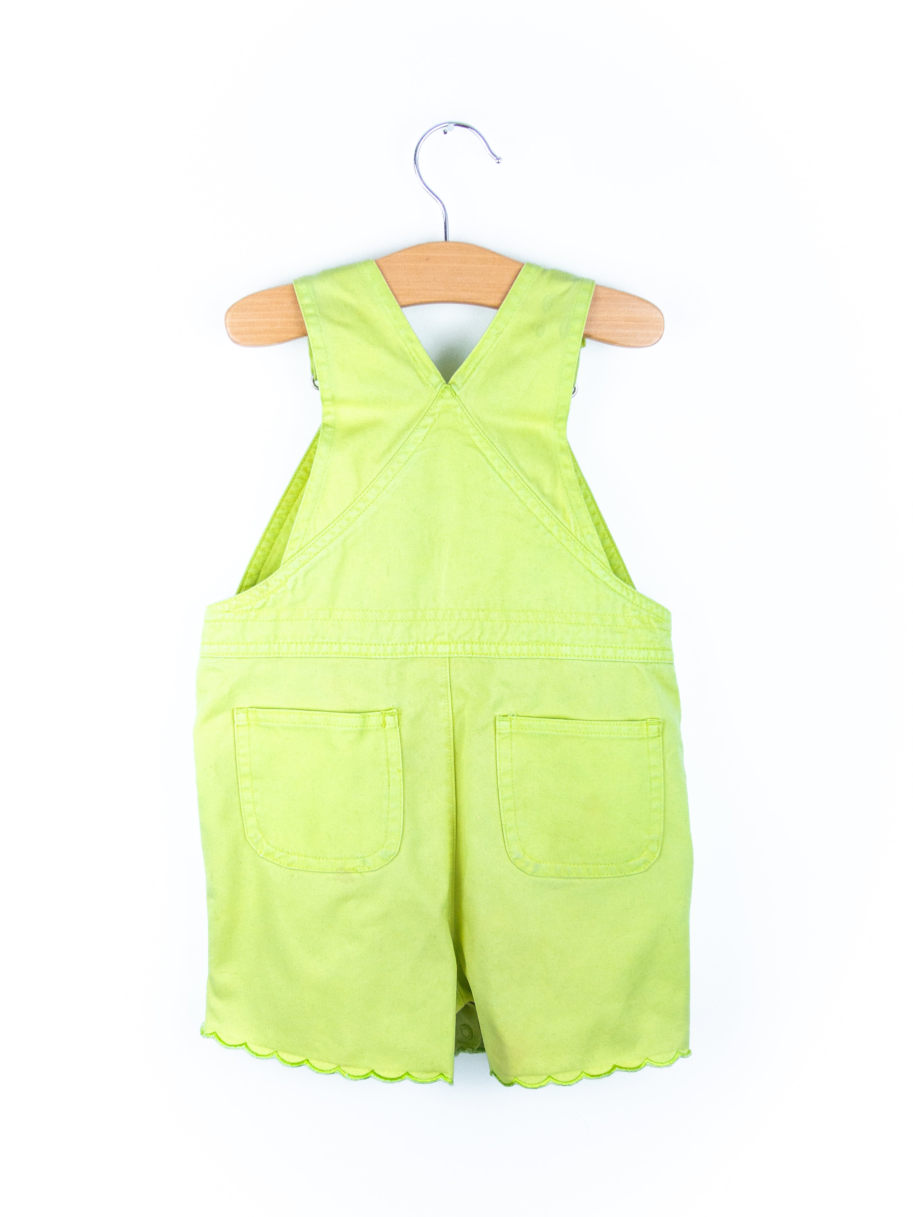 Vintage Fruity Lime Denim Dungaree Shorties - Age 18 months