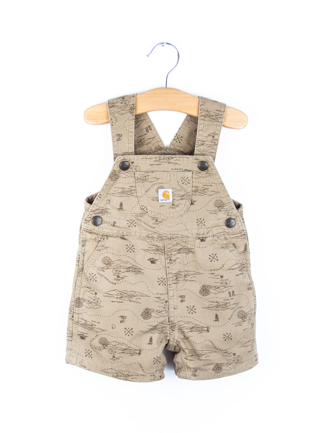 Carhartt Map Print Dungaree Shorties - Age 9 months