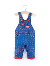 Load image into Gallery viewer, Osh Kosh Vintage Denim Noughts &amp; Crosses Dungarees - Age 6-9 months
