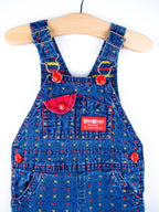 Osh Kosh Vintage Denim Noughts & Crosses Dungarees - Age 6-9 months