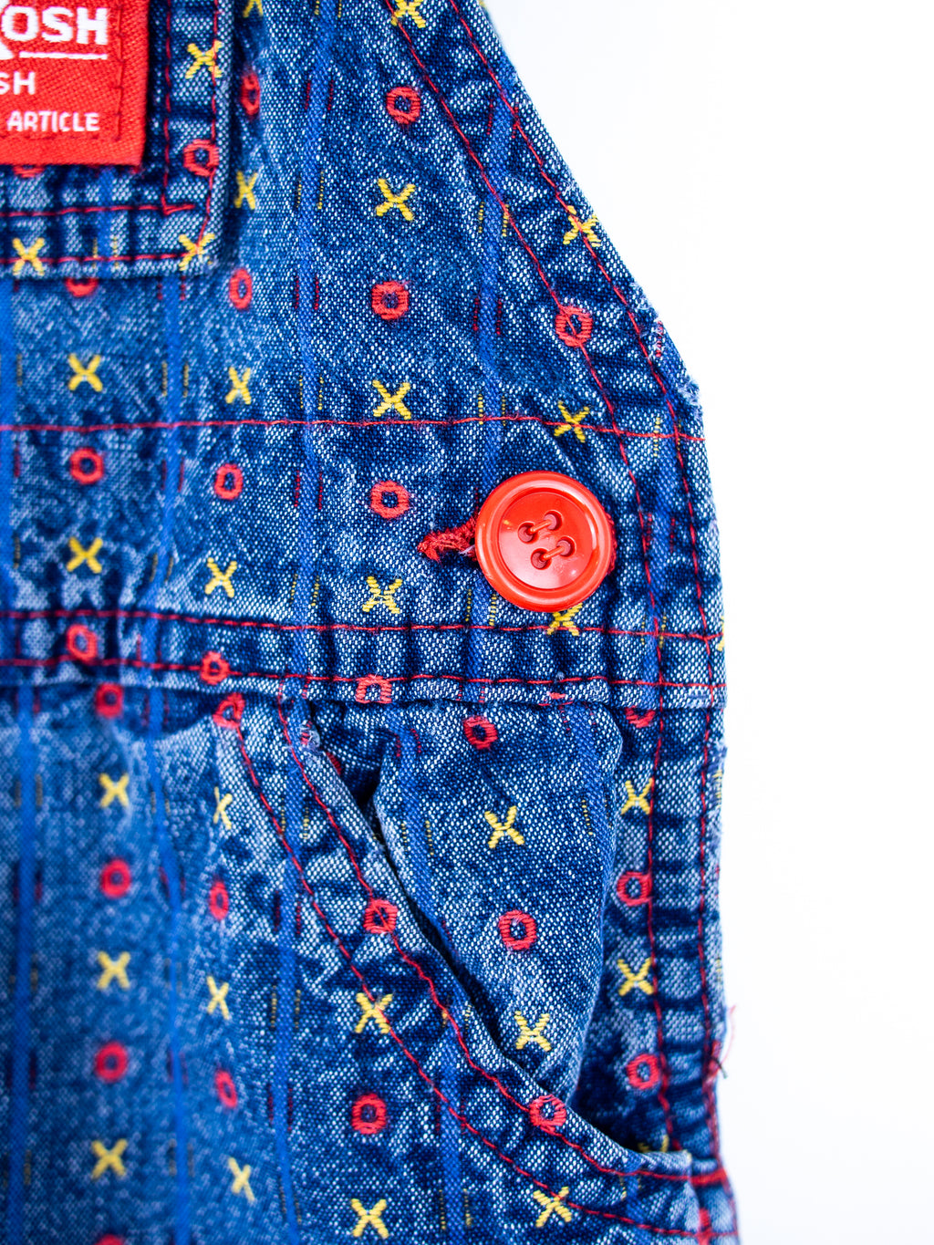 Osh Kosh Vintage Denim Noughts & Crosses Dungarees - Age 6-9 months
