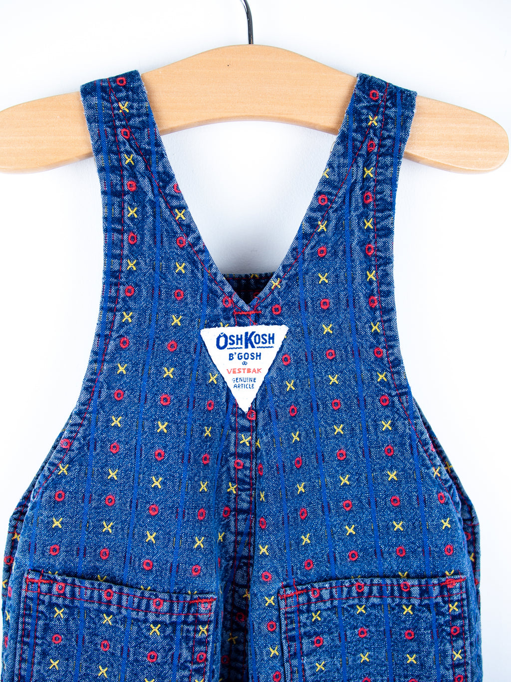 Osh Kosh Vintage Denim Noughts & Crosses Dungarees - Age 6-9 months