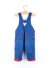 Load image into Gallery viewer, Osh Kosh Vintage Denim Noughts &amp; Crosses Dungarees - Age 6-9 months
