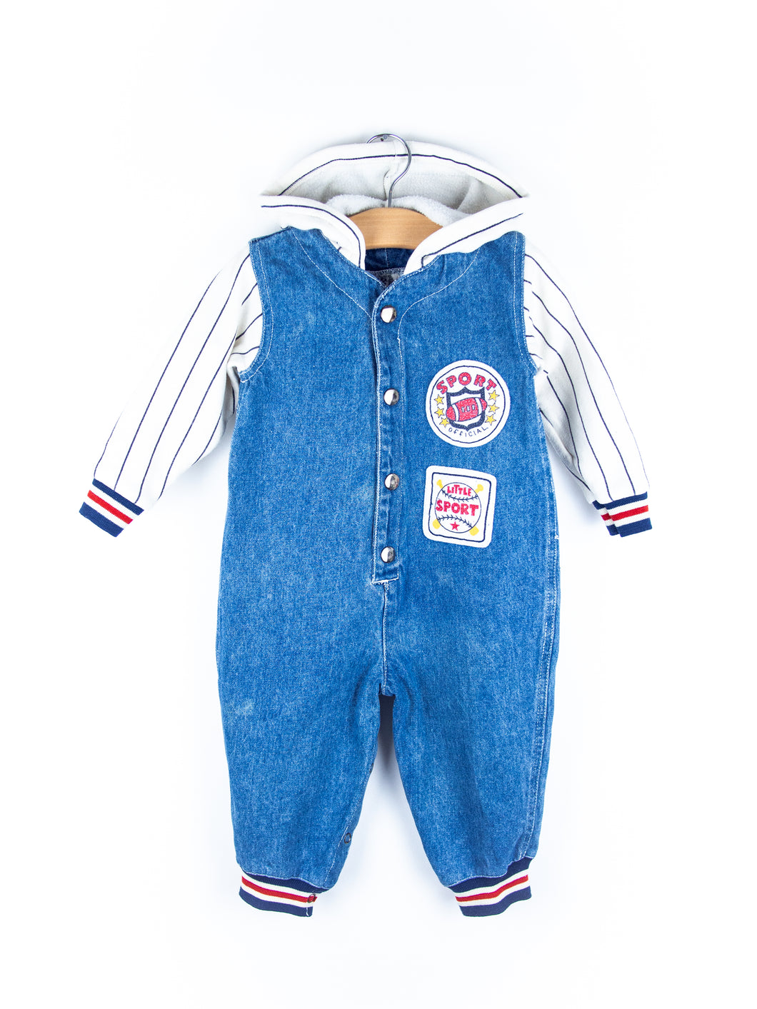 Vintage Denim & Jersey Sport Boiler Suit - Age 12-18 months