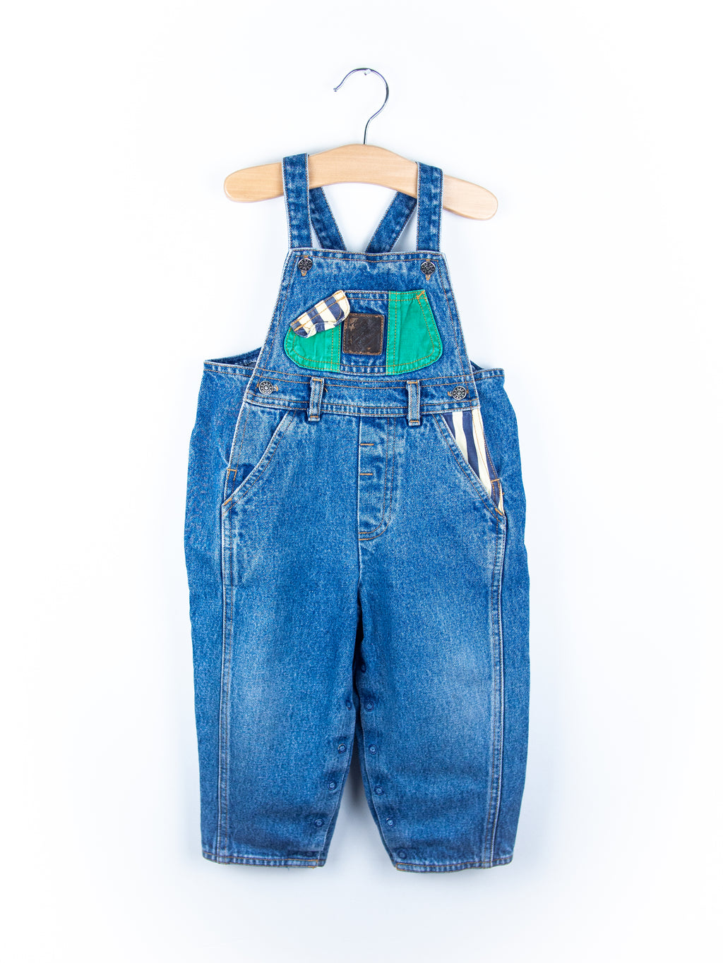 Vintage St Michael Denim & Stripe Dungarees - Age 18 months - READ DESCRIPTION