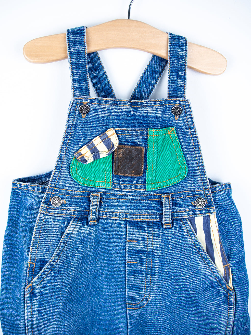 Vintage St Michael Denim & Stripe Dungarees - Age 18 months - READ DESCRIPTION