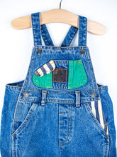 Load image into Gallery viewer, Vintage St Michael Denim &amp; Stripe Dungarees - Age 18 months - READ DESCRIPTION
