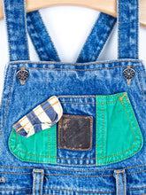 Load image into Gallery viewer, Vintage St Michael Denim &amp; Stripe Dungarees - Age 18 months - READ DESCRIPTION

