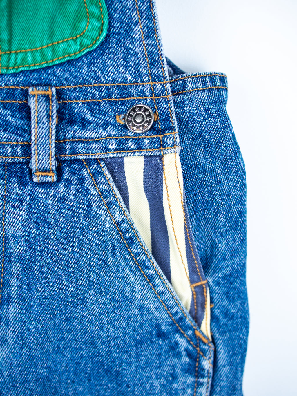 Vintage St Michael Denim & Stripe Dungarees - Age 18 months - READ DESCRIPTION