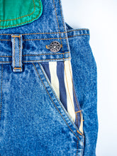 Load image into Gallery viewer, Vintage St Michael Denim &amp; Stripe Dungarees - Age 18 months - READ DESCRIPTION
