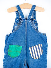Load image into Gallery viewer, Vintage St Michael Denim &amp; Stripe Dungarees - Age 18 months - READ DESCRIPTION
