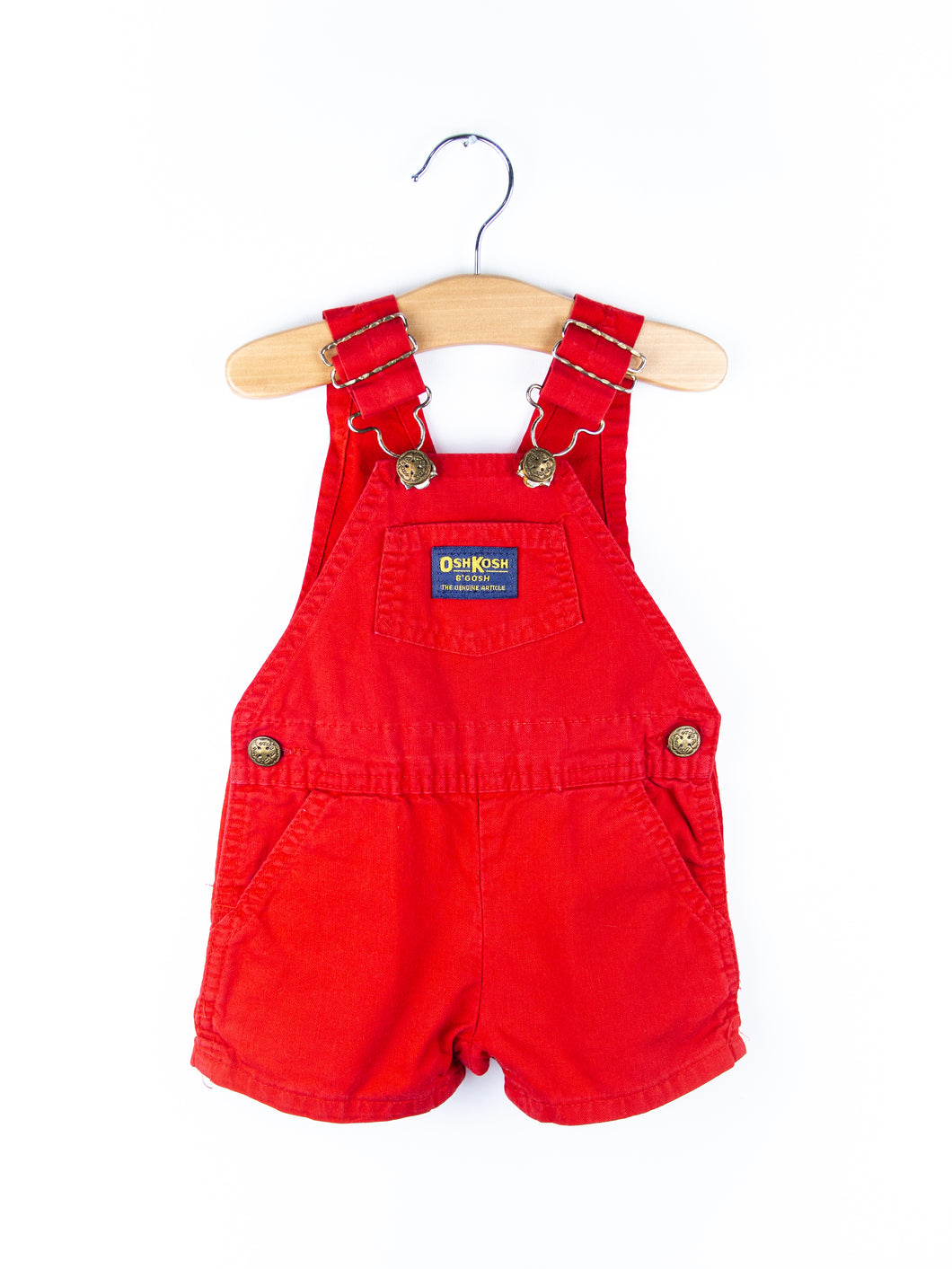Osh Kosh Vintage Red Dungaree Shorties - Age 3-6 months